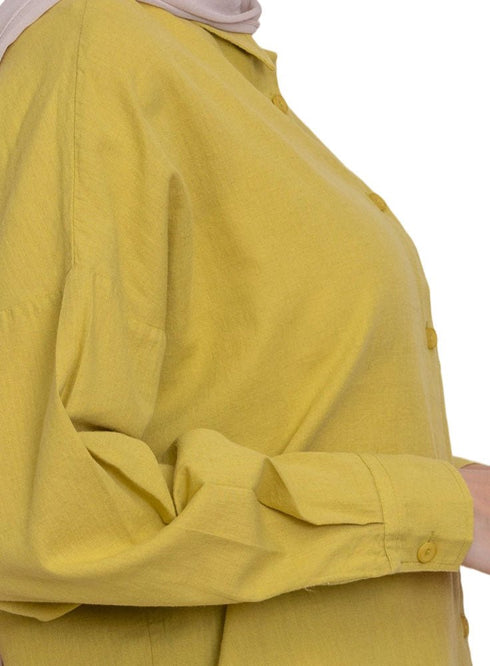 Lentil Linen Pocket Over Size Shirt - Khotwh